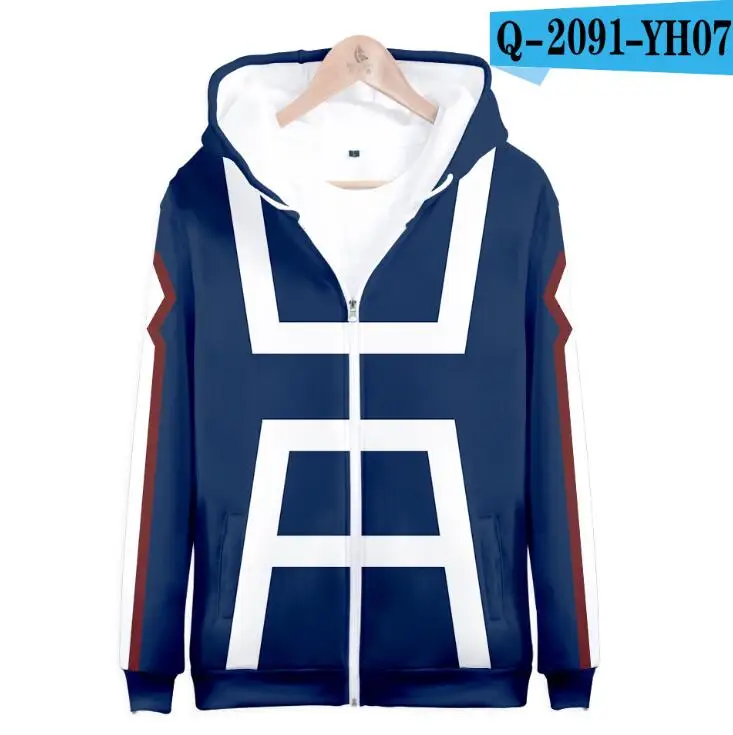 My Hero Academia Zipper Jacket Boku No Hero Academia 3D Hoodie Anime Cosplay Costume School Uniforms Mens Hoodies Sweatshirts - Цвет: 030