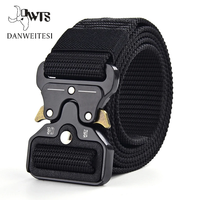 blue leather belt [DWTS] Men Belt Metal Male Tactical Men's Belt Military Canvas Belts Big Size Outdoor Sport Tactical Military Nylon Belts best belts for men