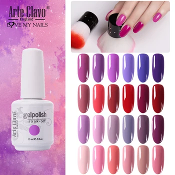 

Arte Clavo Gel Polish Purple Nail Set UV LED Hybrid Varnish Gel Soak Off Semi Permanent All For Manicure Nail Art Decorations