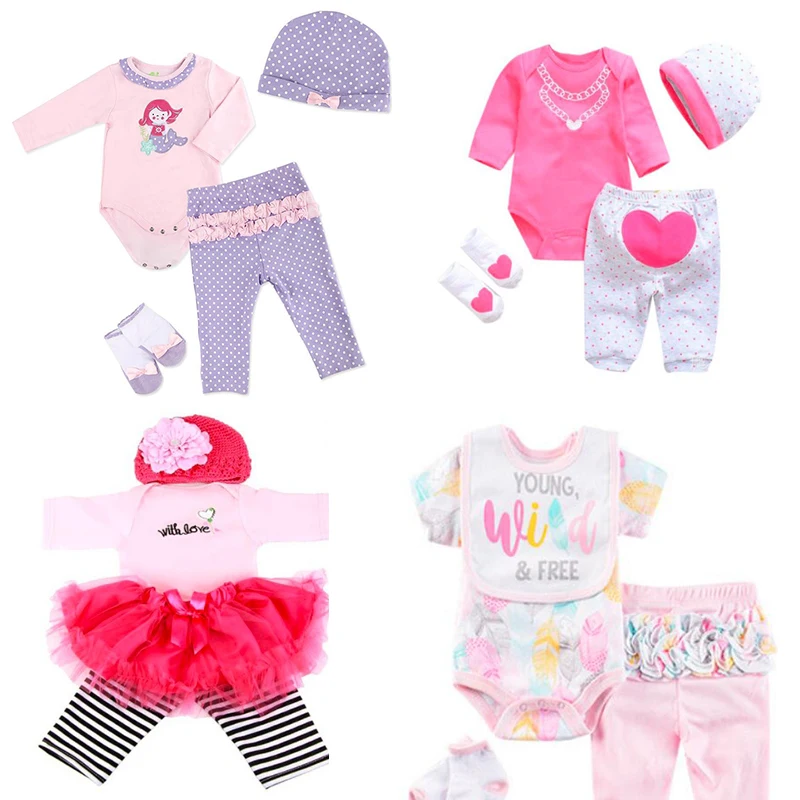 

Multicolor 1 Set Long Sleeve Dress fit 50-57cm doll clothing Casual Wear Accessories for bebe reborn Doll Kids Toy