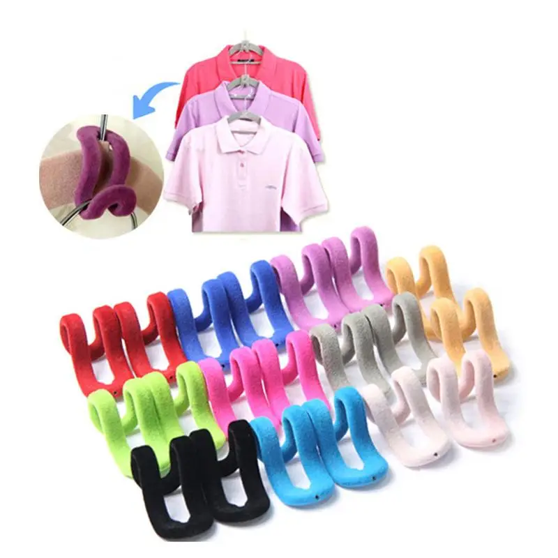 

10x Travel Flocking Multifunction Pile Coating Colors Magic Hook Hanging Mini for Clothes Rack Hanger String Travel Clothing