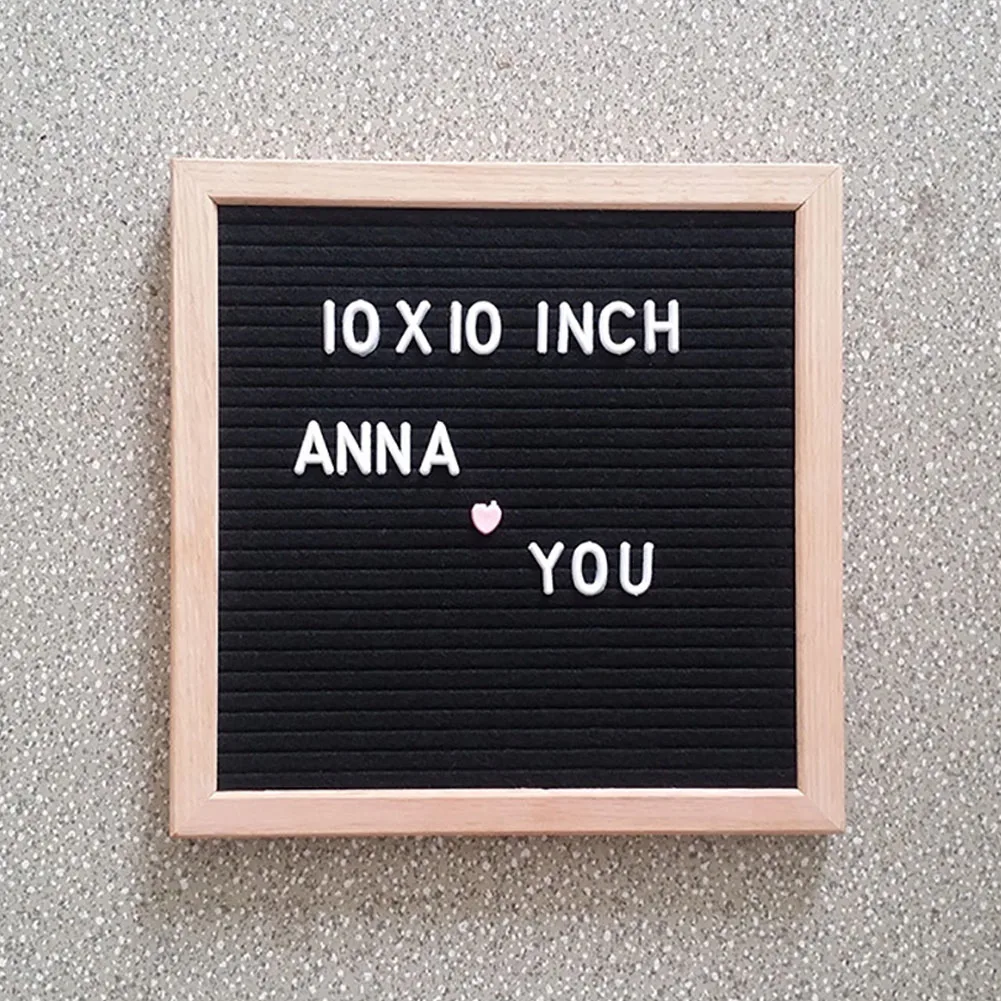 10x10inch Photo Display Felt Letter Board Leave Message Crafts Changeable Characters Home Office Wooden Frame Business Memo