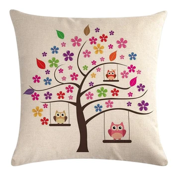 

Idyllic Small Fresh Cartoon Tree Linen Pillowcase Cushion Cover Sofa Pillowcase Home Decoration Supplies
