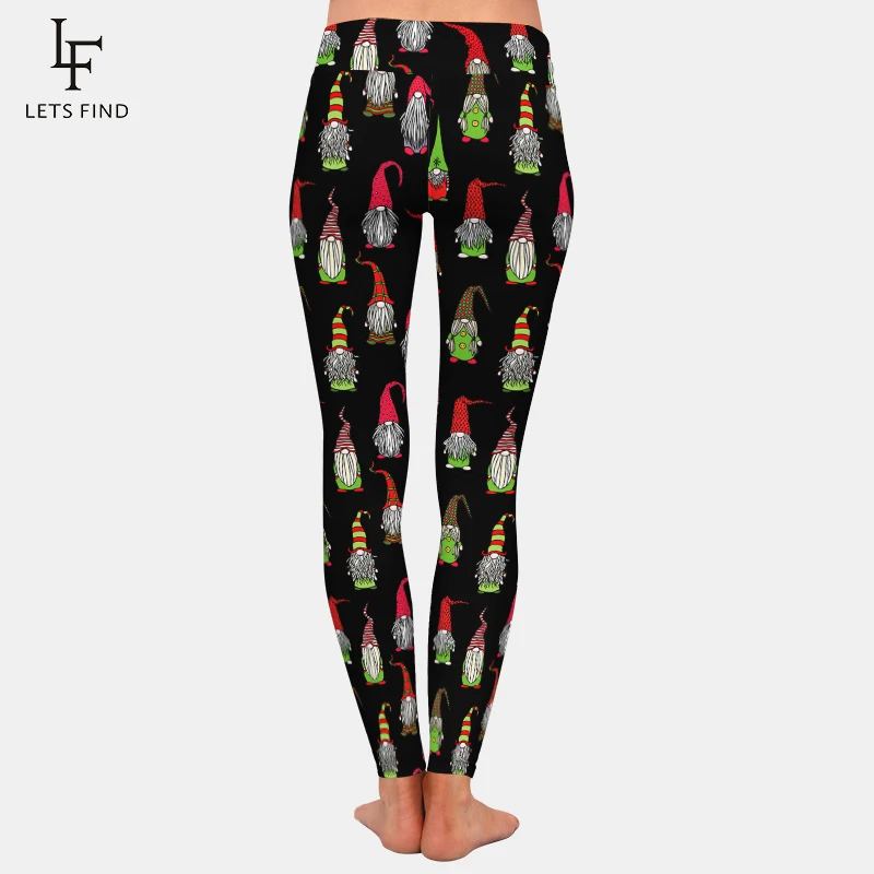 LETSFIND Christmas Women Pants Father Christmas Digital Printing Elastic Leggings High Waist Plus Size Fitness Black Leggings