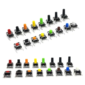 

1000Pcs 6*6*4.3/4.5/5/5.5/6/6.5mm Through Hole Micro Push Button Tactile Momentary Switch With Stand Blue/Black/Red/Green/Yellow
