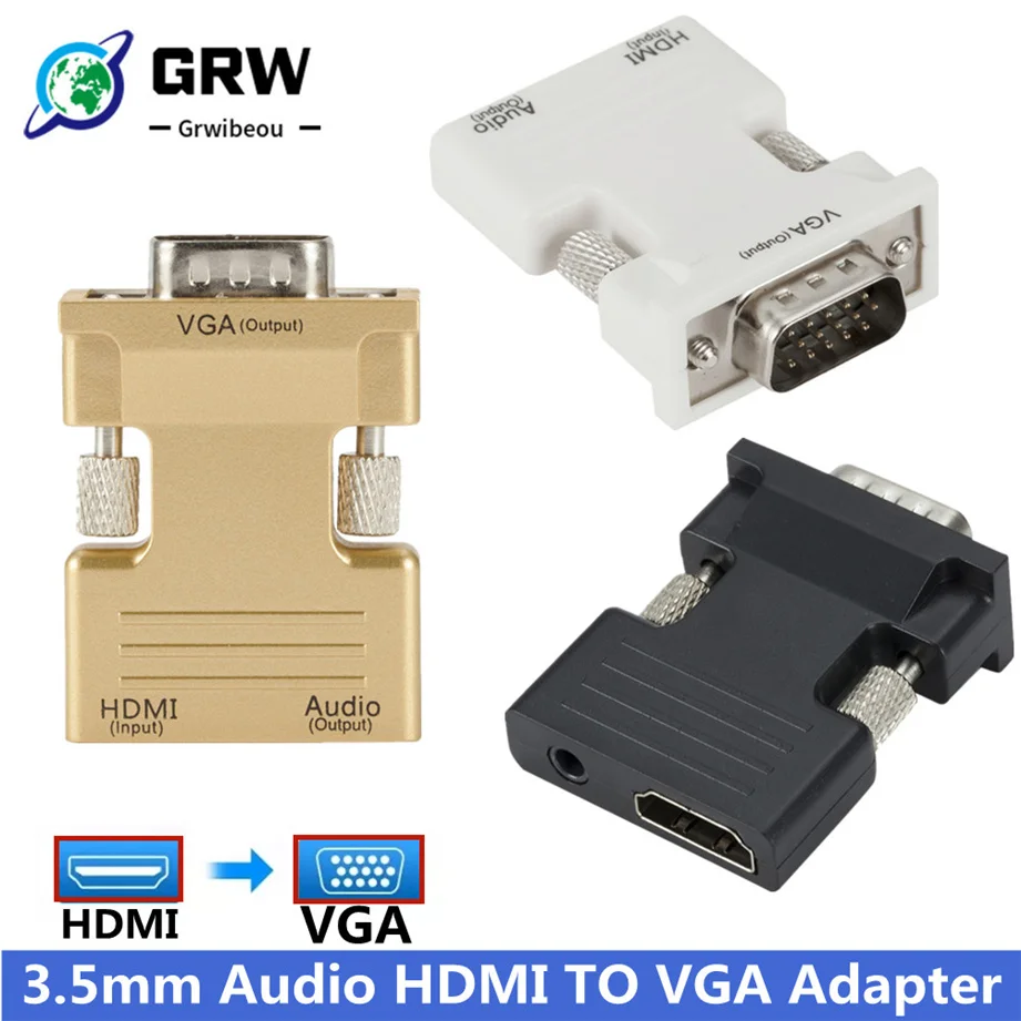 HDMI-совместимый конвертер мама-VGA папа 3 5 мм аудиокабель адаптер 1080P FHD видеовыход