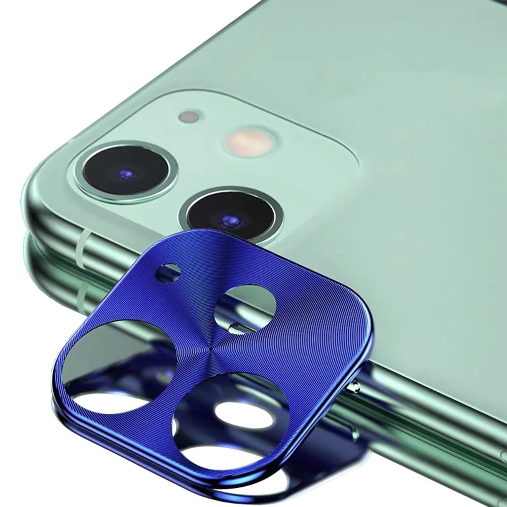 Синий Новинка для iPhone 11 6,1 дюйма, металлическая рамка, полное покрытие, стекло, Защита камеры, сотовый телефон, объектив, экран, защита от царапин - Цвет: Синий