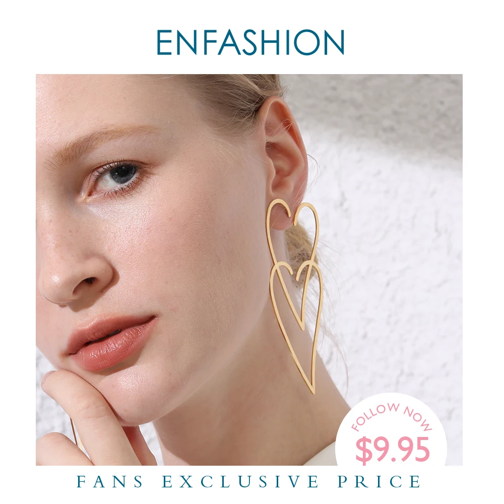 Женские серьги подвески с подвеской в форме сердца из нержавеющей