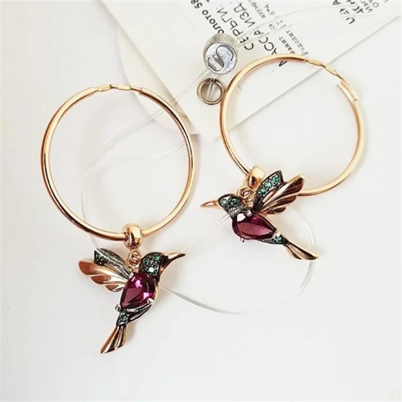 Exquis-oiseau-en-forme-de-colibri-cerceau-pendentif-cristal-boucles-d-oreilles-boucles-d-oreilles-plaqu