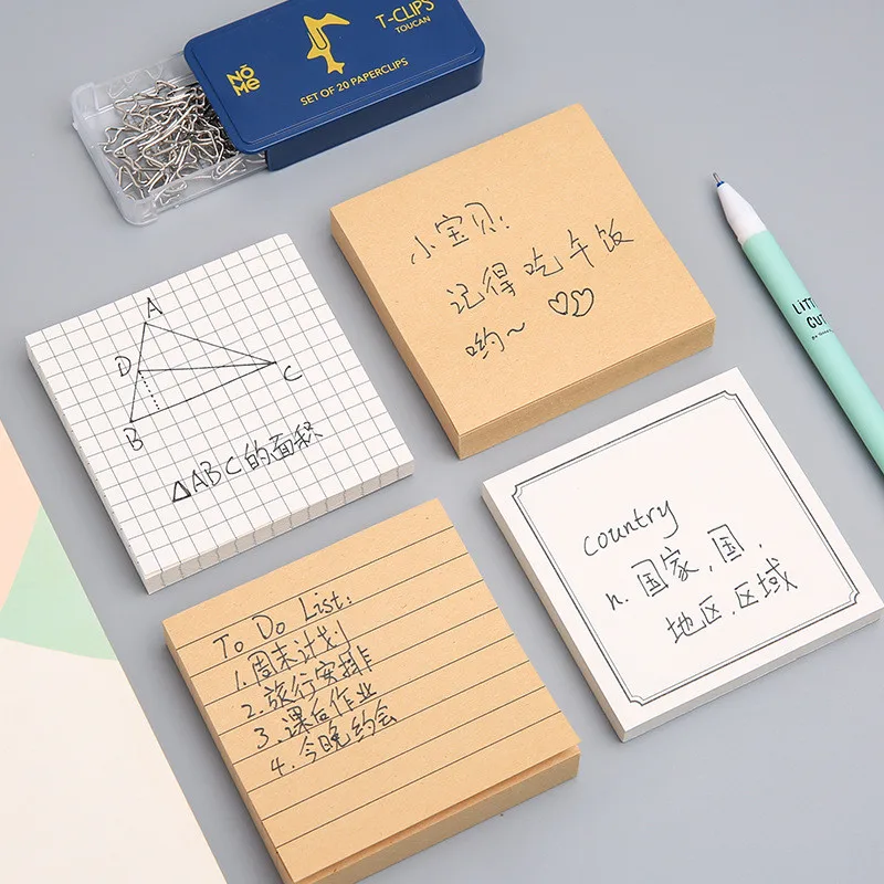 

1PCS 80 Sheets Sticky Notes Self-Stick Lined Notepad 7.3 X 7.3cm Blank & Grid & Lined Post Memos Sticker Office School Supplies