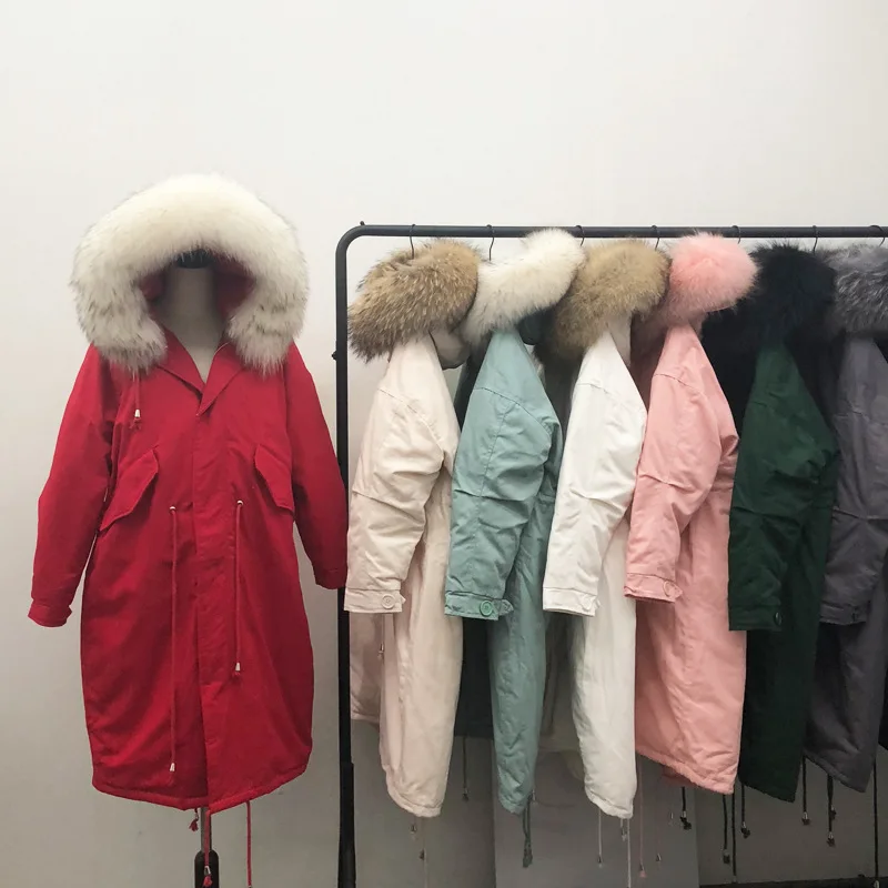 Прямые продажи от производителя, стиль, Южная Корея Dongdaemun, пуховик выше колена с большим меховым воротником, Женская Длинная свободная куртка