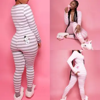 

Sexy Women Long Sleeve Stripe Bodycon Jumpsuit Bodysuit Romper Clubwear Trousers