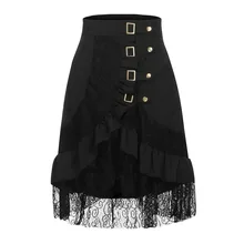 45# женская юбка стимпанк Одежда вечерние Клубные панк-юбки готическая ретро Черная кружевная юбка женска faldas