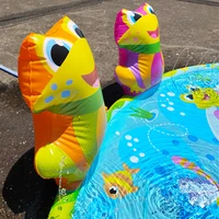Summer Kids Inflatable Frog Water Splash Play Pool Playing Sprinkler Mat Yard Outdoor Fun Multicolour Fun Water Cushion Kid Gift
