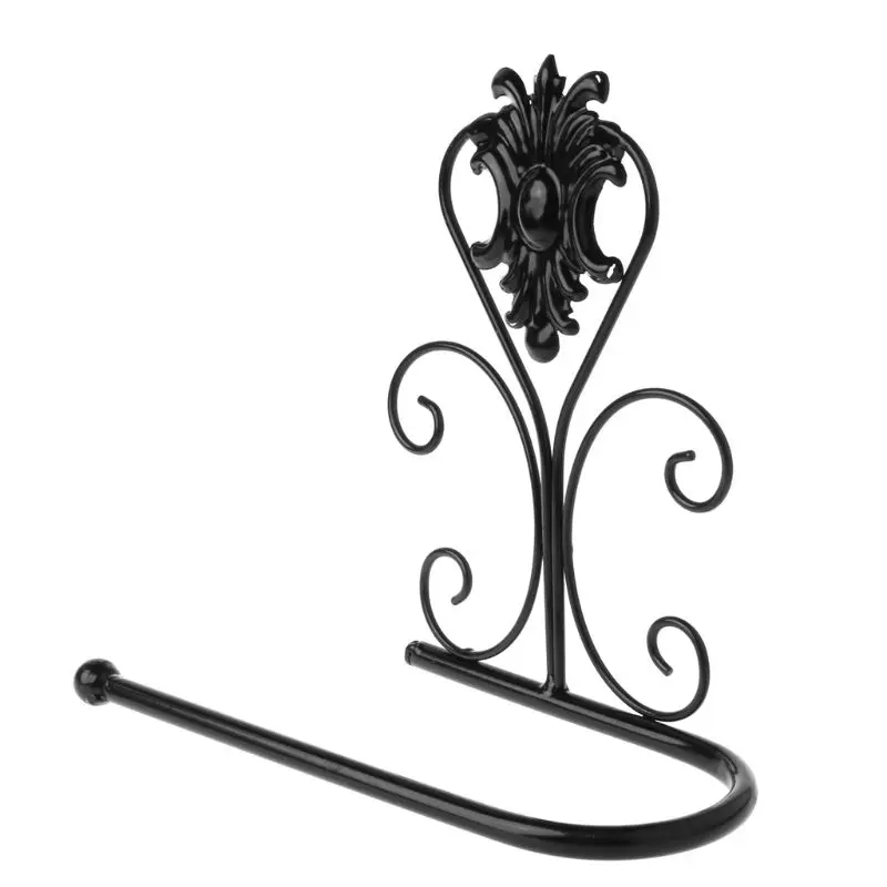 Vintage Iron Toilet Paper Towel Roll Holder Bathroom Wall Mount Rack Black New