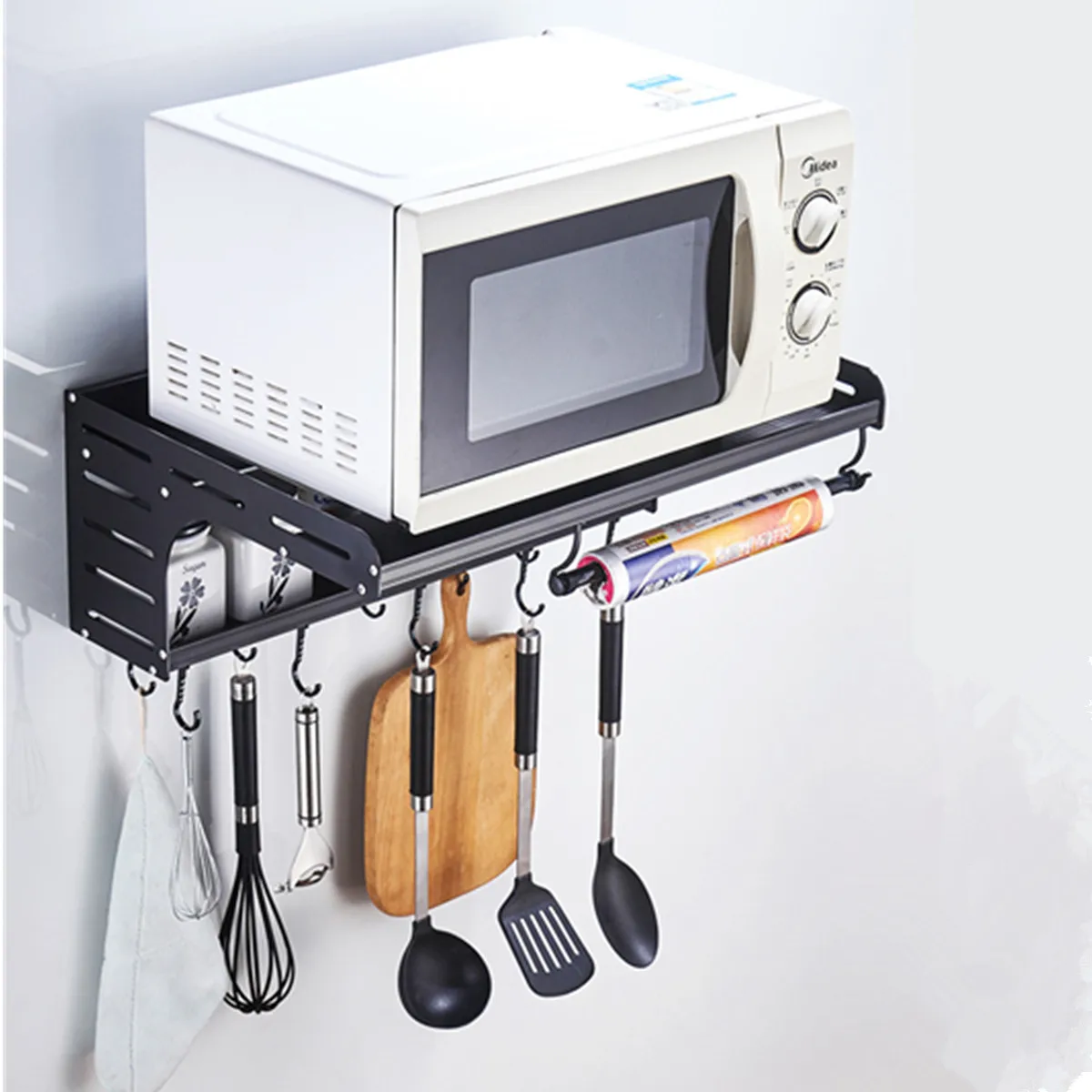 

Space Aluminum Microwave Oven Rack Wall-Mounted Kitchen Rack Light Grate Bracket Oven Rack Kitchen Rack Organizer Storage Holder