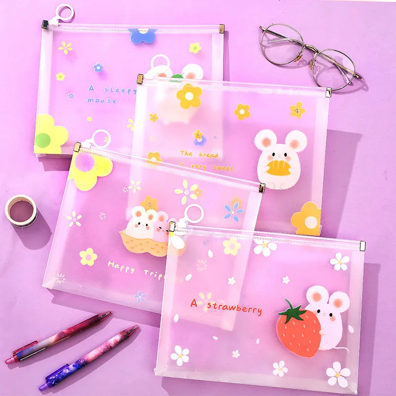 

Simple Transparent Pencil Case Cute Kawaii Cosmetic Bag School Office Supplies Document Bag File Folder Stationery Organizer
