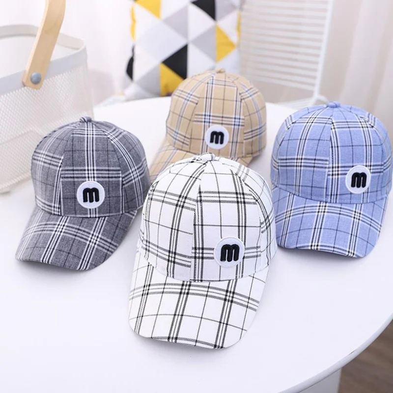 

Doitbest 2022 Children Baseball Cap Spring Hip Hop Plaid M Letter Summer kids Hats Boys Girls Caps snapback hat Child gorras