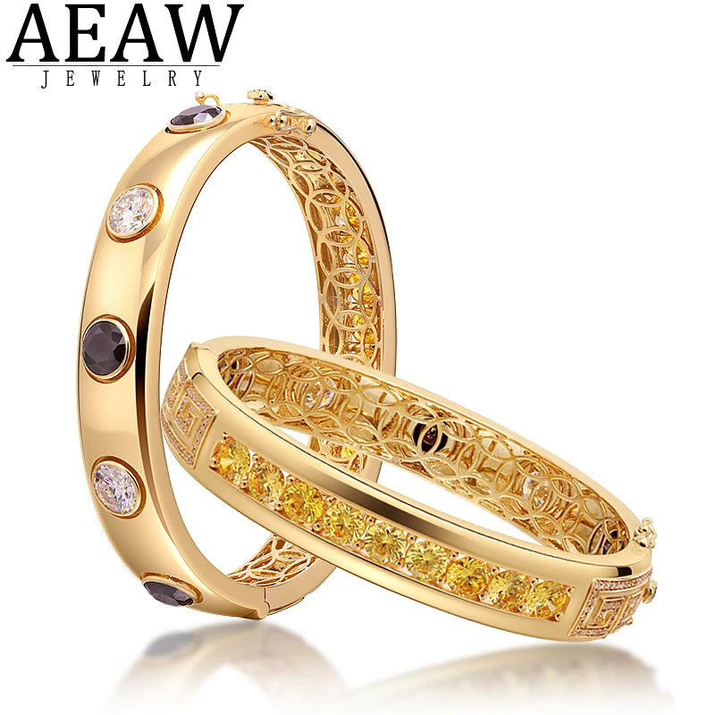 Браслеты AEAW с муассанитом для женщин однотонные черно-белые ювелирные украшения