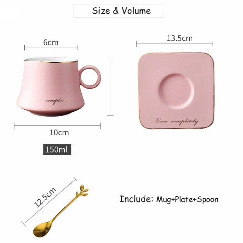 Creative Bridesmaid Gift Coffee Cups Set Pink Coffee Mugs Ceramic Cup of  Coffee Tea Milk Cup Tea Saucer Sets with Plate Spoon - AliExpress