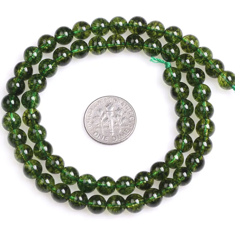 Круглые зеленые бусины перидота для изготовления ювелирных изделий 15 дюймов DIY модный браслет ожерелье ювелирные изделия свободные бусины 6 мм 8 мм