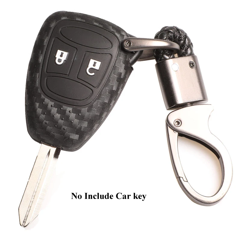 Jingyuqin, 2 кнопки, карбоновый чехол для ключей Chrysler 300 PT Cruiser Sebring Dodge caliber Nitro Jeep Compass Liberty, пульт дистанционного управления Fob - Название цвета: 3 Button braid Ring