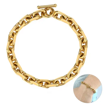 

9mm Stainless Steel Cable Link Chain Bracelets for Men Gold silver Color TO Clasp Wholesale Fashion Jewelry KB249