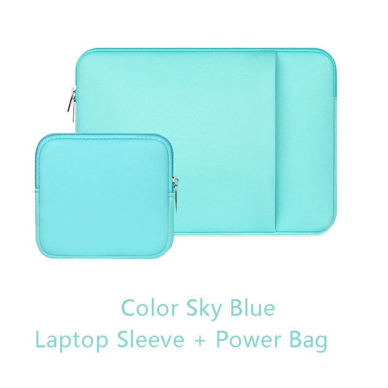 Sky blue Power bag Обновленный чехол для ноутбука 12 13 14 15,6 дюймов для Macbook Air Pro с мягкой плюшевой подкладкой, водонепроницаемая сумка на молнии для ноутбука - Цвет: Sky blue Power bag