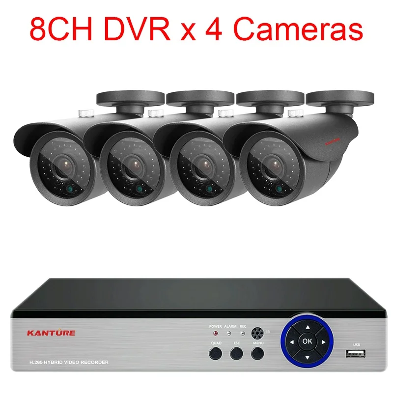 8CH DVR x 4 Camera KANTURE h.265+ HD 8 канальный 4MP AHD DVR 3MP 2048x1536 камера видеонаблюдения 3MP AHD водонепроницаемый открытый набор камер наблюдения - Цвет: 8CH DVR x 4 Camera