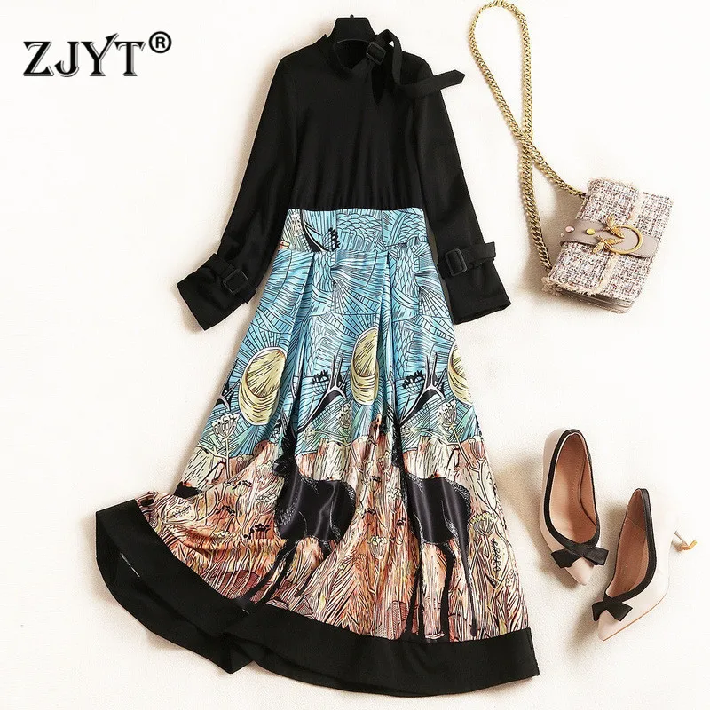 Элегантное осеннее платье Женская мода 2019 новая одежда с длинным рукавом