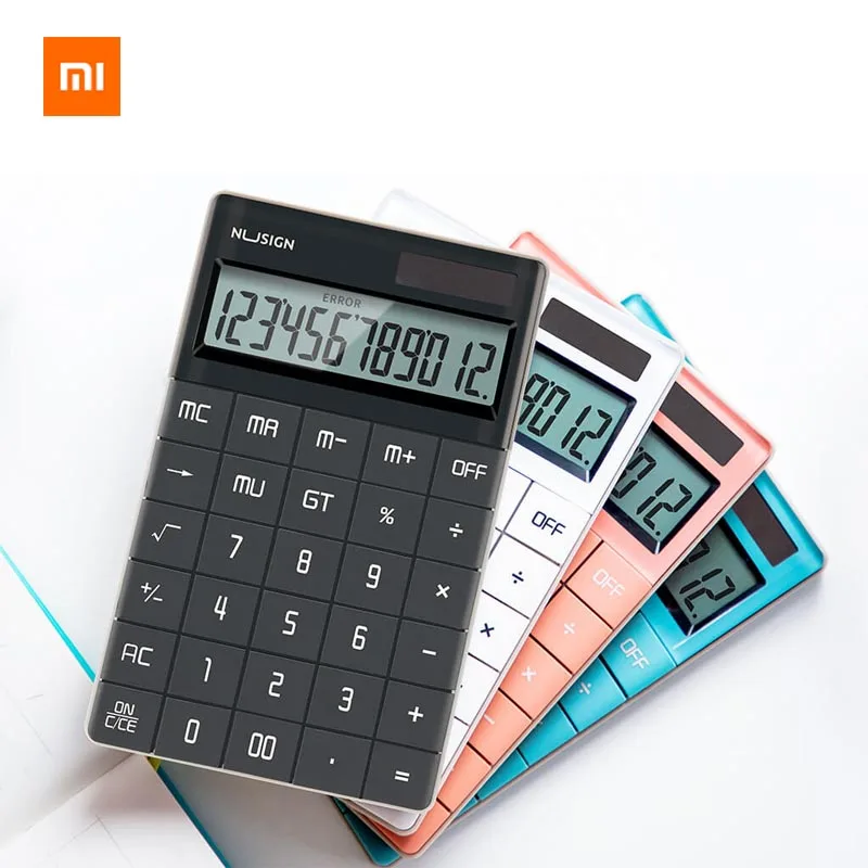

Xiaomi Youpin NUSIGN Calculator 12-bit widescreen Dual power supply School Student Teaching Stationery Calculating Tool