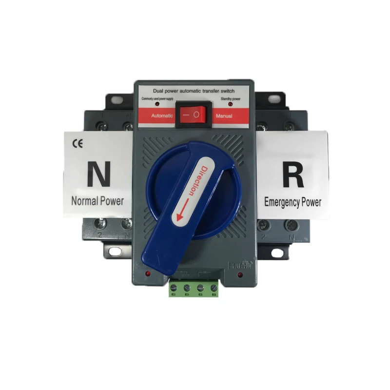 Interruptor de Transferência Mcb tipo Azul Cor Dupla Potência Automático Ats Frequência Avaliado 50 – 60 hz 2 p 63a 230 v