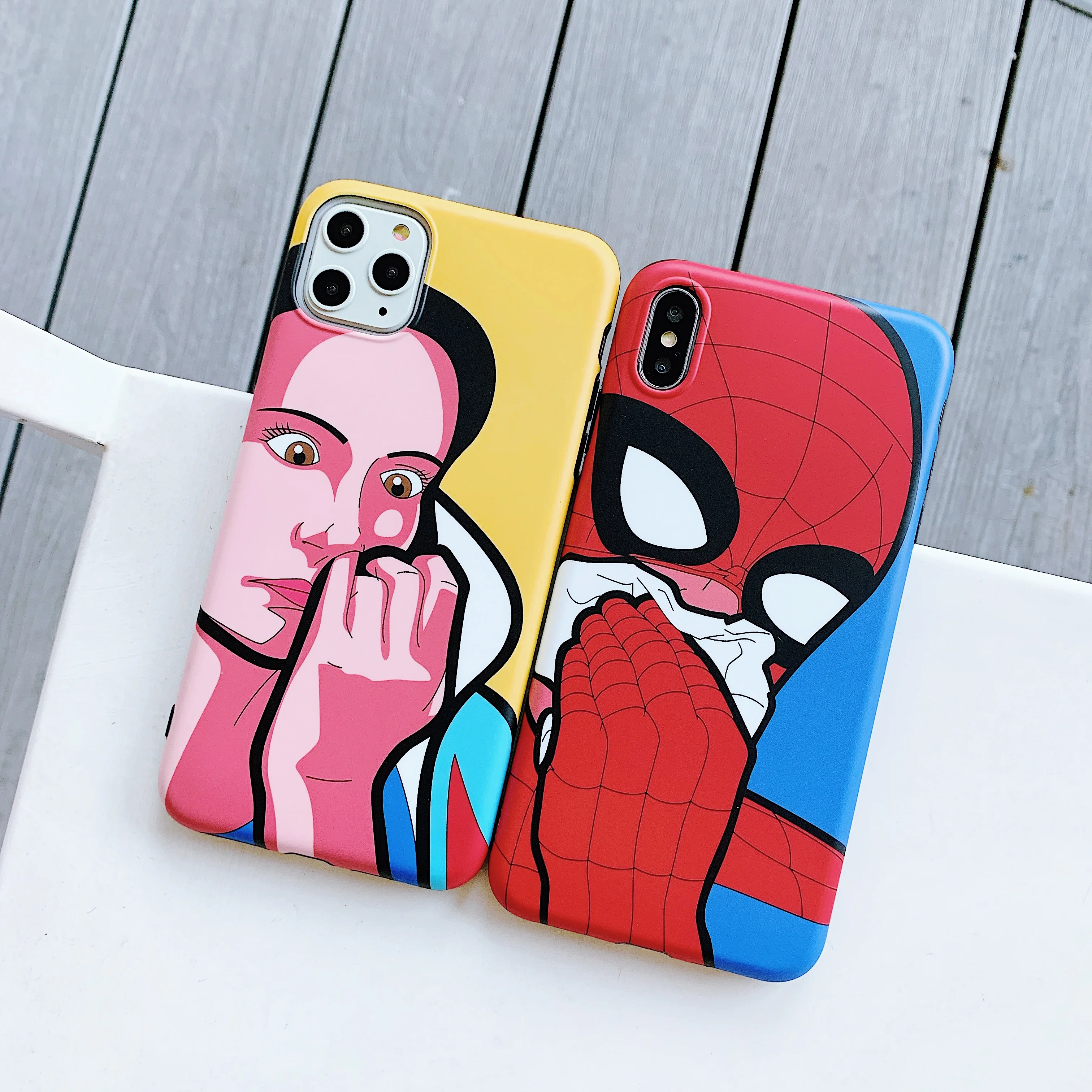 

funny Snow White Spider-Man Phone Case Cute for iPhone 7 8 Plus X XS XR XSMax 11 Pro Max Soft Cover