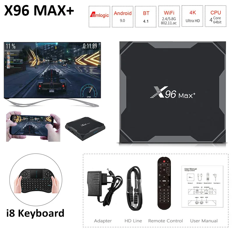 X96MAX Plus S905X3 Smart tv Box Android 9,0 4 ГБ 32 ГБ 64 Гб медиаплеер 4K Netflix Youtube IP tv Box Android медиа tv Box X96MAX