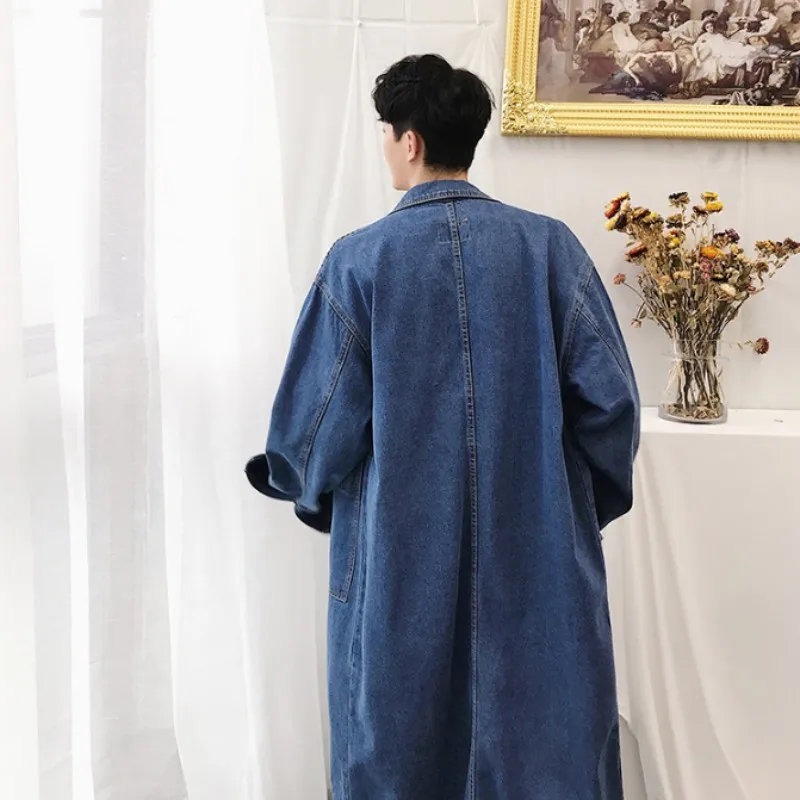 Женский Длинный джинсовый Тренч Повседневная Уличная одежда Осеннее свободное