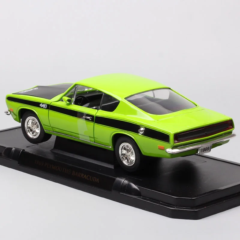 1:18 дорожный знак Плимут барракудэ Ретро Diecasts& игрушечный Транспорт модель Авто машинки Большие весы детский подарок миниатюрный 1969 зеленый