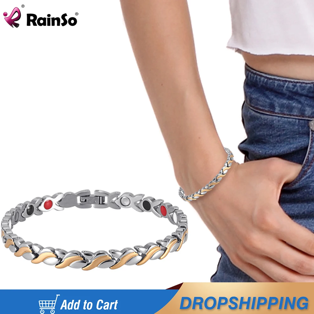 RainSo Fashion Bracelet For Women Link Chain Healthy Germanium Magnetic Bracelet Female Bio Energy Girls Jewelry For Arthritis