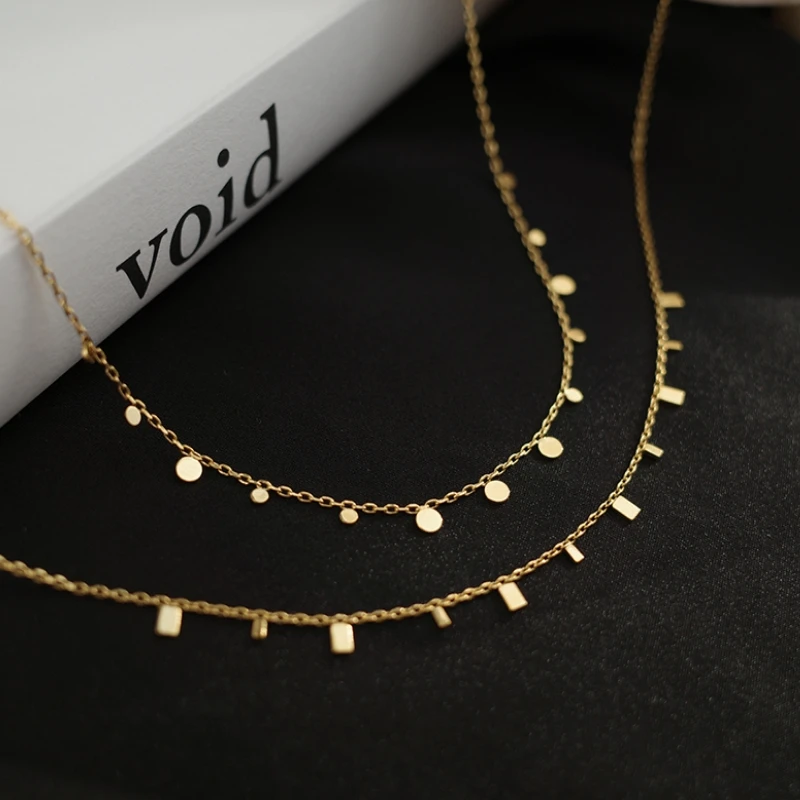 Stainless Steel Round Gold Disc Coin Choker Necklace For Women 14k gold Tassel Coins Charms Necklace collar Gift for Female