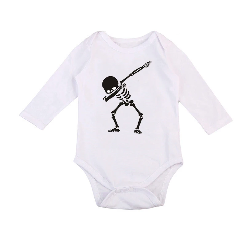 Забавный детский костюм на Хэллоуин для танцев в стиле панк с принтом черепа боди