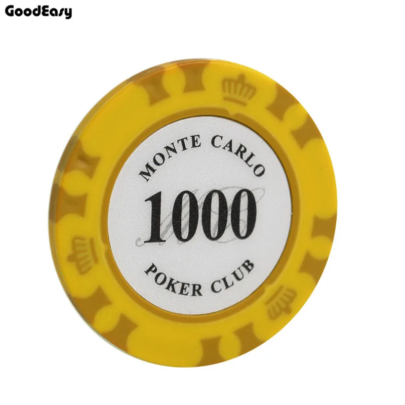 1000 10 шт./компл. разноцветные фишки 14 г казино Baccarat Crown Monte Carlo дизайн глиняная Покерная фишка внутренняя металлическая с отделкой стикер - Цвет: 1000