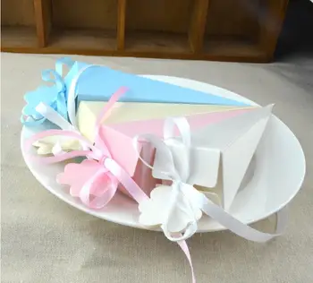 

500pcs/lot european style triangular candy box paper wedding chocolate gift packaging box ice cream box 4 colors SN3023