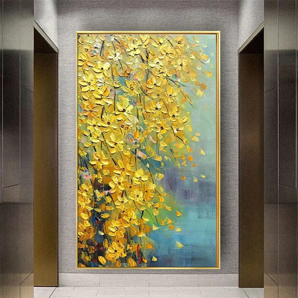 

Original 3d Knife Yellow Flower Wall Art Pure Handmade Canvas Oil Painting Modern Home Decor Mural Exhibits Salon Picture