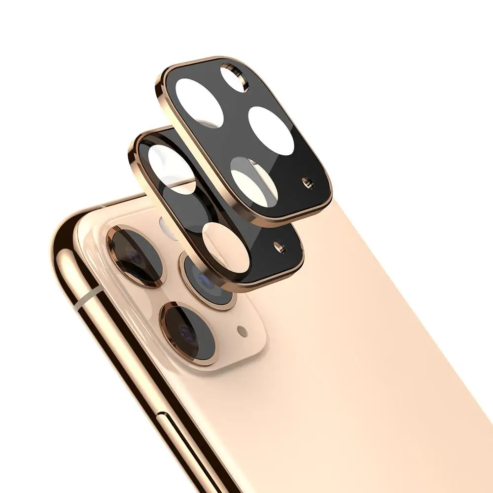gold 2 шт для iPhone 11 3D полная задняя крышка для объектива камеры Защита экрана для iPhone 11 Pro Max Закаленное стекло пленка Алюминиевый металлический чехол для объектива - Цвет: gold