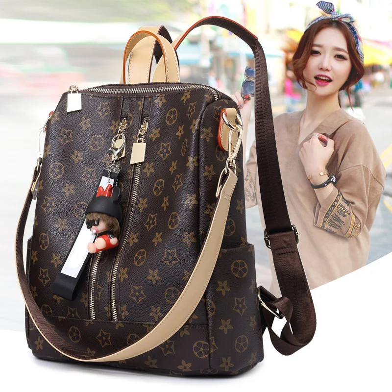 

New Style Backpack Women's 2019 Casual Versatile Fashion Female Backpack Printed Simple One-Shoulder Dual Purpose Travel Bag