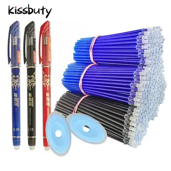 55Pcs/lot 0.5mm Erasable Gel Pen Erasable Refill Rod Erasable Pen Washable Handle School Writing Stationery Blue/Black Ink Pen