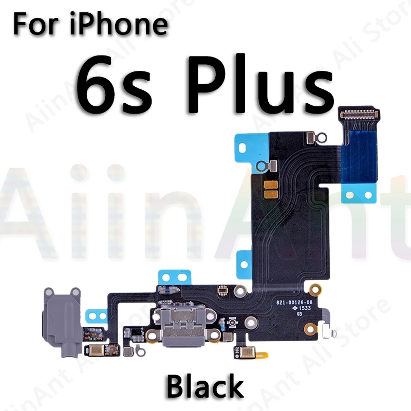 Usb порт для зарядки, док-станция, разъем для зарядки, гибкий кабель для iPhone 5S 5 5C SE 6 6s Plus, гибкое заменяемое Микрофон для телефона - Цвет: 6s Plus Black