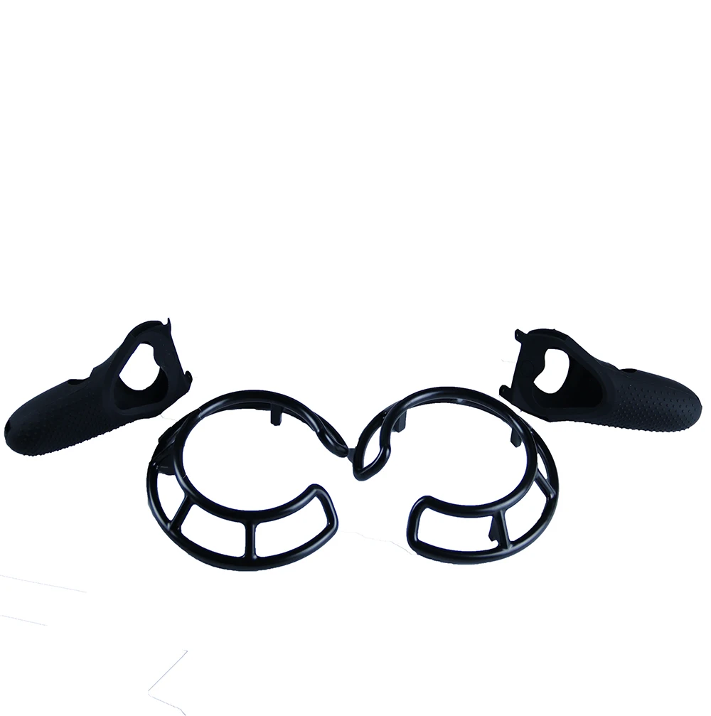 2 в 1 защитное кольцо для сенсорного захвата для Oculus Quest или Rift S Cage Guard аксессуары защита от бросок ручка Защитная подставка(рамка - Цвет: Черный
