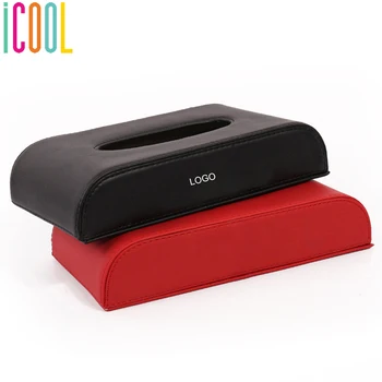 

1PC Car Tissue Box Cover Black Red PU Leather Paper Block Type Organizer Holder For Peugeot 3008 5008 Auto Interior Decoration