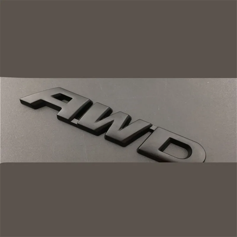 3 шт., автомобильный Стайлинг, 9,2*1,5 см, металлическая эмблема awd, значок на задний багажник, боковые логотипы, наклейки на кузов автомобиля, красный, черный, серебристый цвета - Цвет: Black