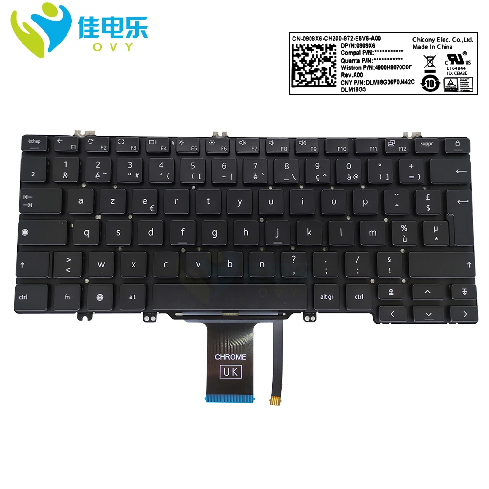 

0909X6 French azerty keyboard backlight for DELL Latitude 5300 7300 2 in 1 FR notebook keyboards CN-0909X6 DLM18G3 backlit sale